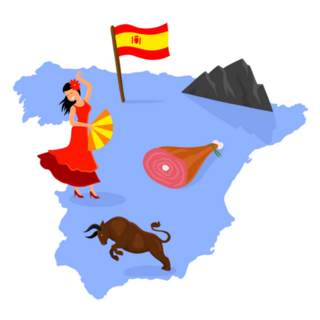 Map Of Country Land Spain Madrid Barcelona Flamenco Sticker