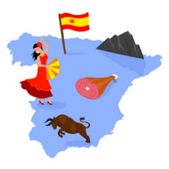 Map Of Country Land Spain Madrid Barcelona Flamenco Sticker