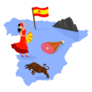 Map Of Country Land Spain Madrid Barcelona Flamenco Sticker