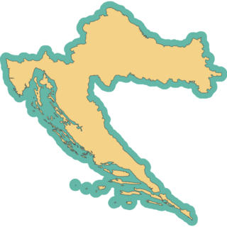 Map Of Croatia On Blue Sticker
