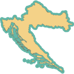 Map Of Croatia On Blue Sticker