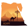 Map Of Egypt With Landscape Pyramids, Sphinx And Camel Sticker