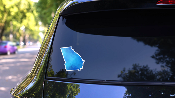 Map Of Georgia - Blue Geometric Sticker on a Rear Car Window (New) example