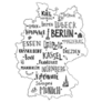 Map Of Germany With Hand Drawn Lettering Of Main Cities Sticker