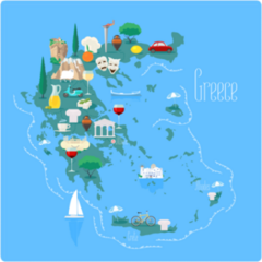 Map Of Greece With Islands Sticker