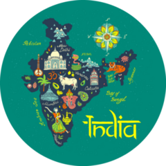 Map Of India On Green Sticker