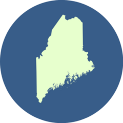 Map Of Maine On Blue Sticker