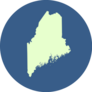 Map Of Maine On Blue Sticker