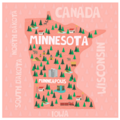 Map Of Minnesota With Cities And Landmarks Sticker
