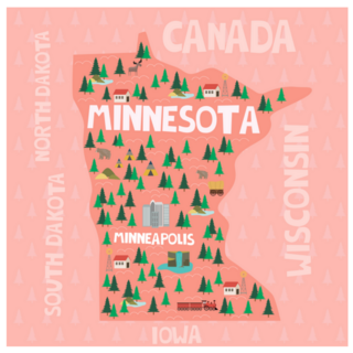 Map Of Minnesota With Cities And Landmarks Sticker