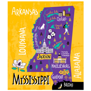 Map Of Mississippi And Travel Attractions Sticker