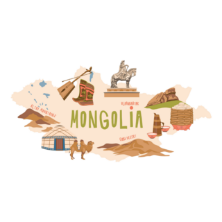 Map Of Mongolia With Sights Sticker