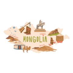 Map Of Mongolia With Sights Sticker
