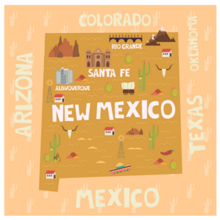 Map Of  New Mexico With Cities And Landmarks Stickers