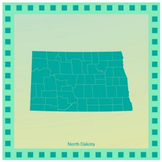 Map Of North Dakota Square Illustration Sticker