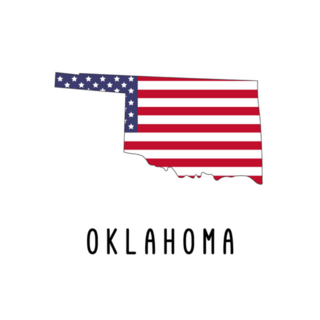 Map Of Oklahoma Painted In The American Flag Sticker