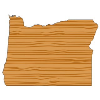 Map Of Oregon With Wood Texture Sticker