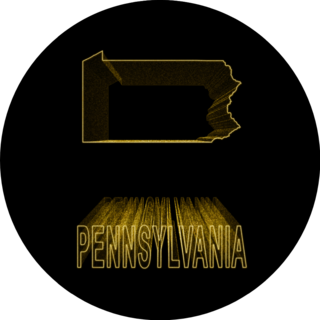 Map Of Pennsylvania Gold On Black Effect Sticker
