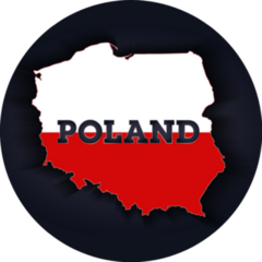 Map Of Poland In National Flag Colors On Black Sticker