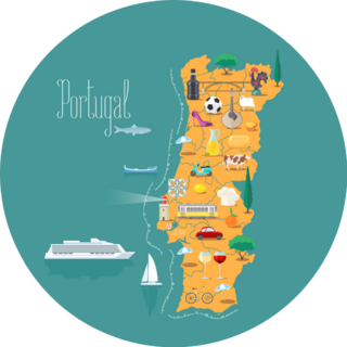 Map Of Portugal Illustration Landmarks Sticker