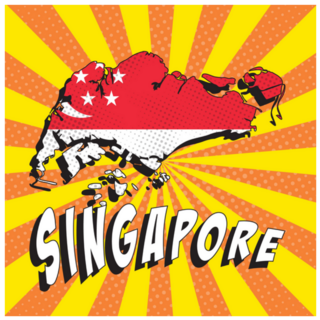 Map Of Singapore Pop Art Sticker