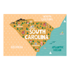 Map Of South Carolina With Cities And Landmarks Sticker