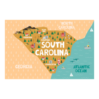 Map Of South Carolina With Cities And Landmarks Sticker