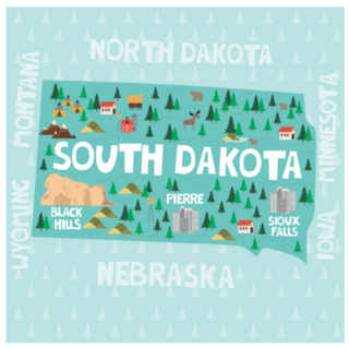 Map Of South Dakota With Cities And Landmarks Sticker