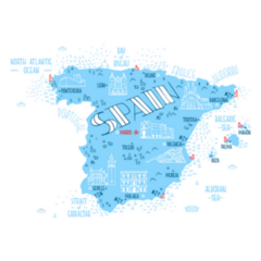 Map Of Spain With Isolated Doodle Icons Sticker
