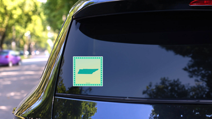 Map Of Tennessee Green Square Sticker on a Rear Car Window (New) example