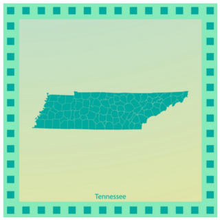 Map Of Tennessee Green Square Sticker