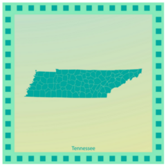 Map Of Tennessee Green Square Sticker