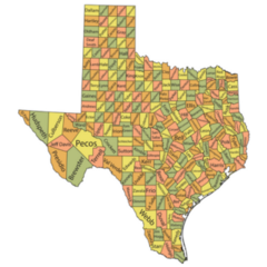 Map Of Texas With Name Tags Of Its Counties Sticker