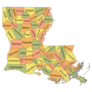Map Of The Federal State Of Louisiana Sticker