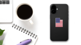 Map Of The Federal State Of Utah, Usa Flag Sticker on a Phone (New) example