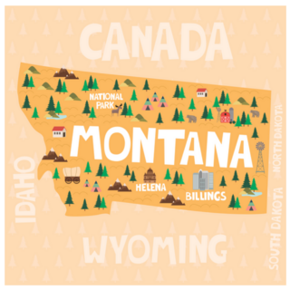 Map Of The State Of Montana  And Landmarks Sticker