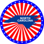 Map Of The State Of North Carolina Patriotic Sticker