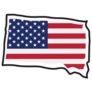 Map Of The State Of South Dakota As US Flag Sticker