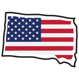 Map Of The State Of South Dakota As US Flag Sticker