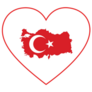 Map Of Turkey With National Flag Heart Sticker