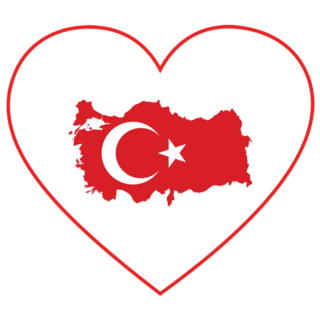 Map Of Turkey With National Flag Heart Sticker