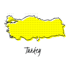 Map Of Turkey Yellow Abstract Lettering Sticker