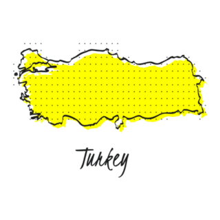 Map Of Turkey Yellow Abstract Lettering Sticker