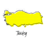 Map Of Turkey Yellow Abstract Lettering Sticker
