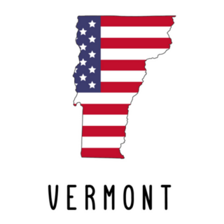 Map Of Vermont American Flag Lettering Sticker