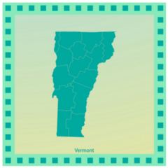 Map Of Vermont In Green Square Sticker