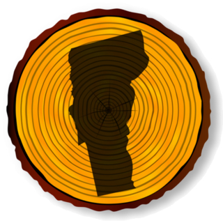 Map Of Vermont On A Timber End Section Sticker