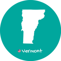 Map Of Vermont On Teal Sticker