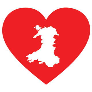 Map Of Wales Inside Red Heart Shape UK Sticker
