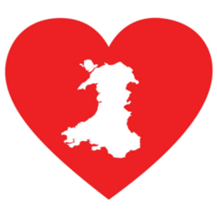 Map Of Wales Inside Red Heart Shape UK Sticker